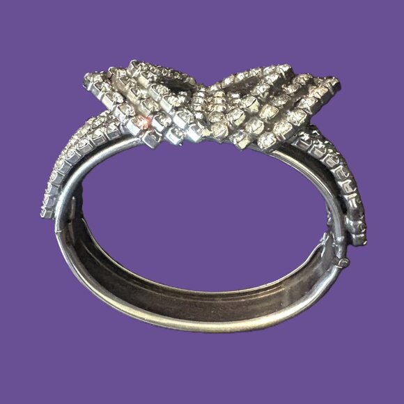Silver and Rhinestone Bangle Vintage 20's - Picture 10 of 12